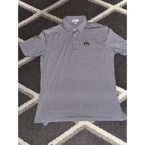 Peter Millar Summer Comfort Men's Large Polo Shirt Light Blue Striped Embroidery